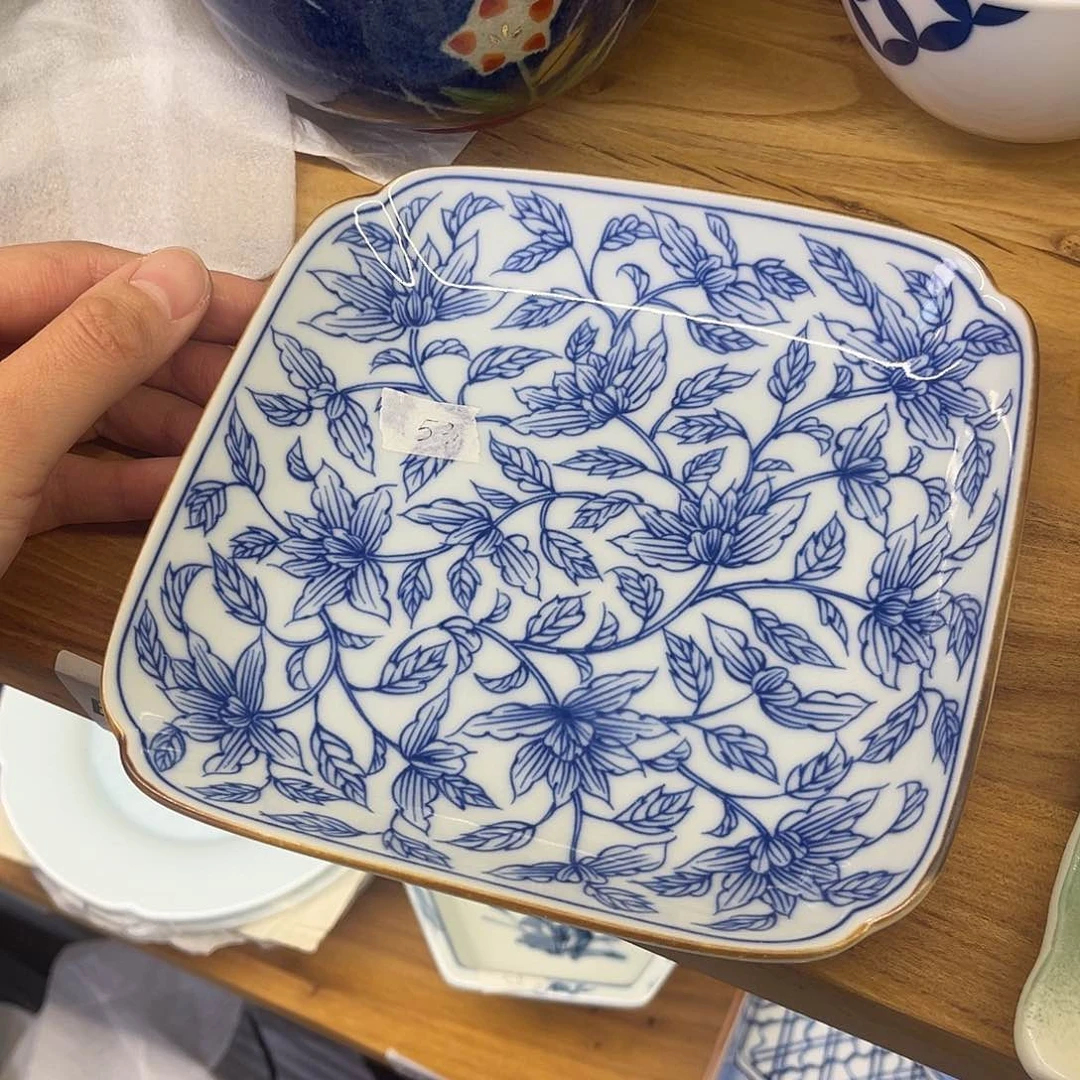 瓷片橘吉四方盘子