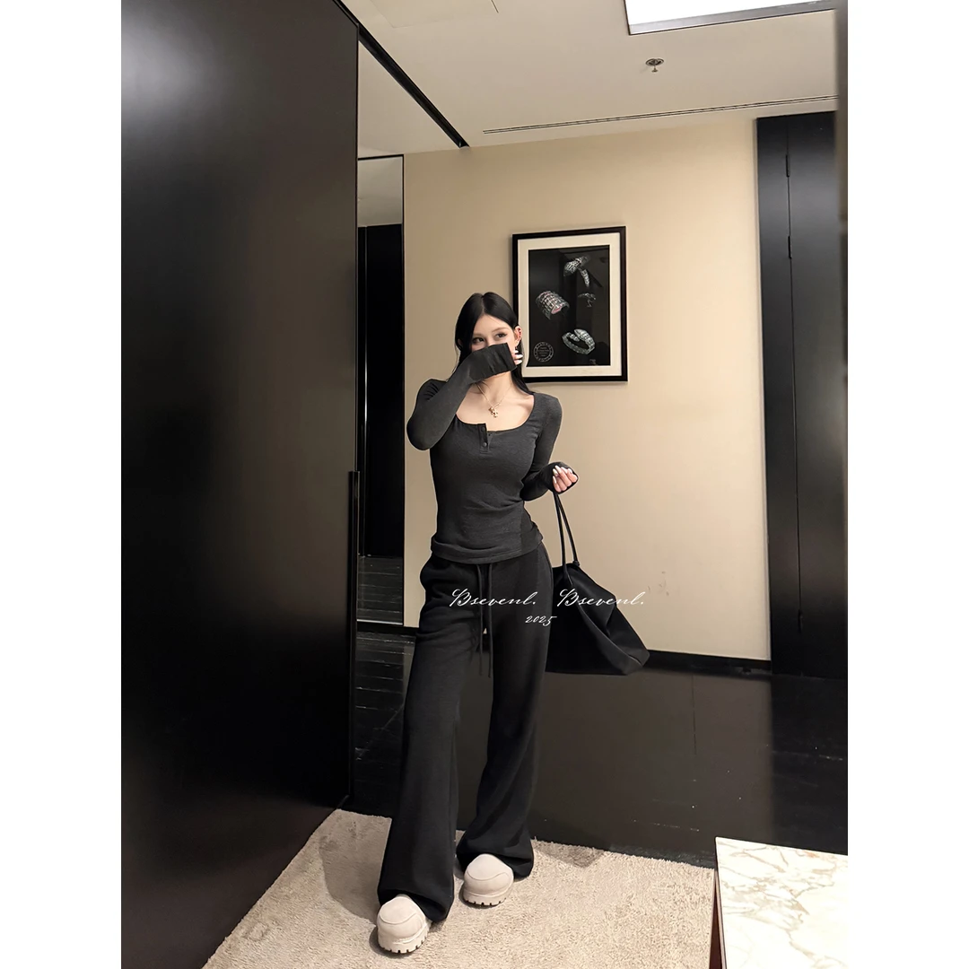 黑泽玄七“舒芙蕾打底套装”微胖冬季三星抗菌亨利素颜肌两件套