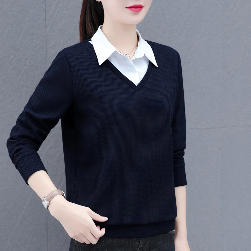 Mandsibil曼德西比利春秋季薄款卫衣女假两件2025打底衫厚上衣