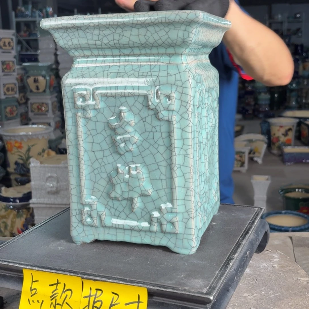 一风堂石湾花盆 面19高29高温裂