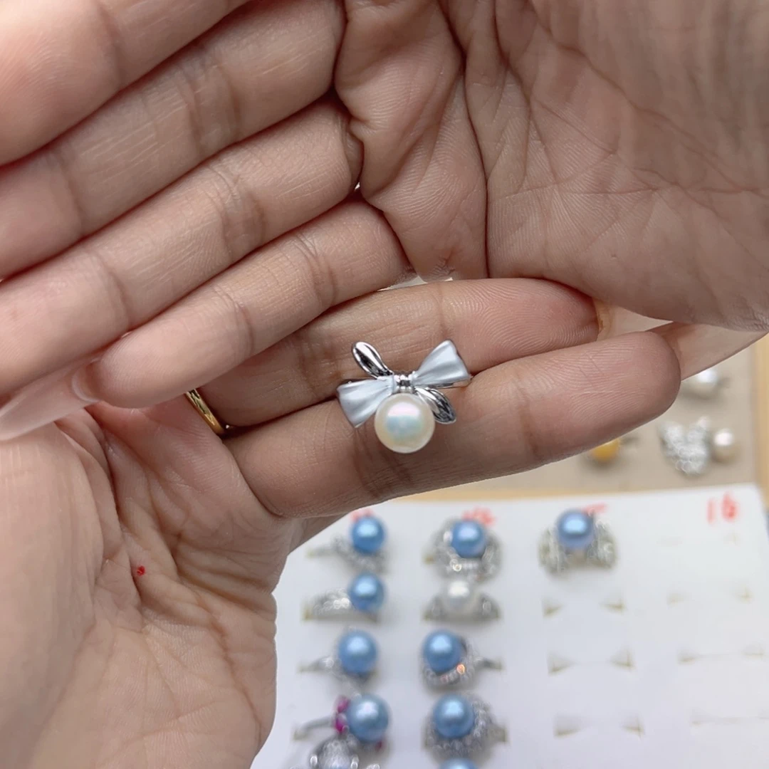 …***睿戒指淡水珍珠合金