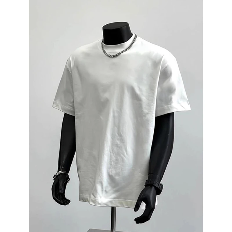 纯棉百搭白色t恤男夏季cleanfit穿搭短袖上衣休闲简约半袖打底衫