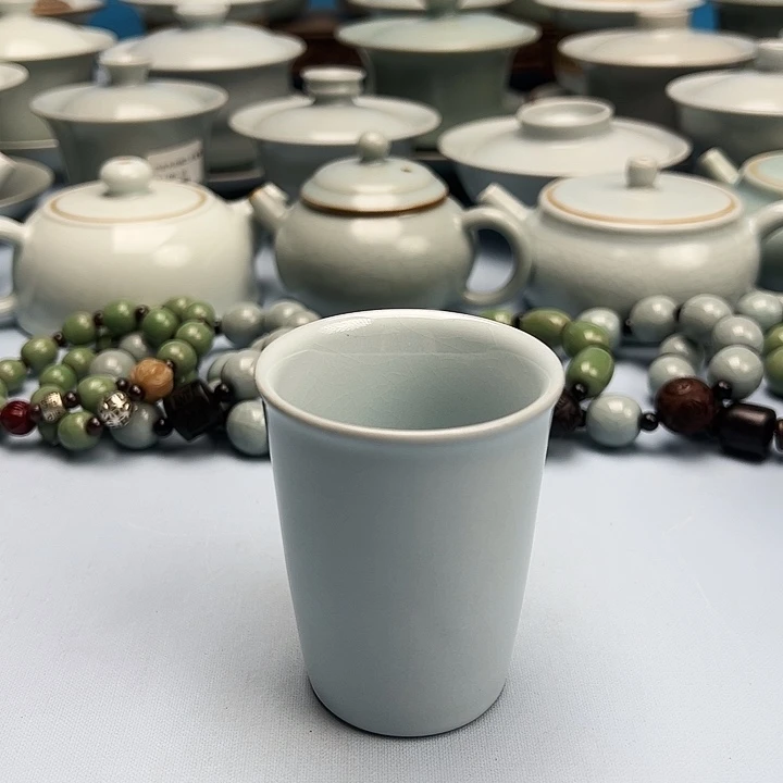 杯微微暇月白釉闻香杯原矿原釉原产地