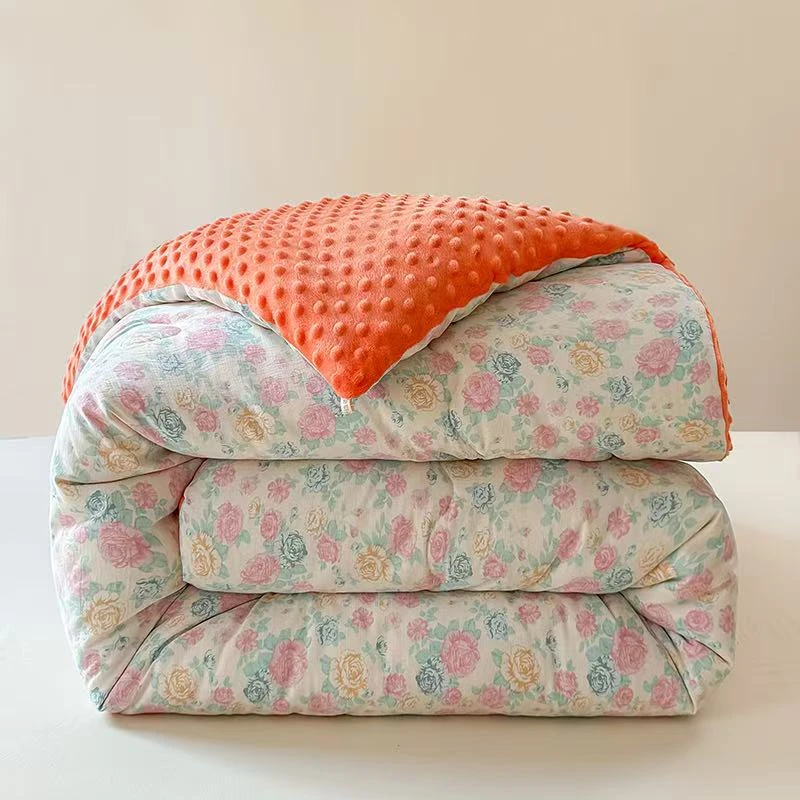 豆豆被双面加厚春秋冬被背面牛奶绒豆豆被