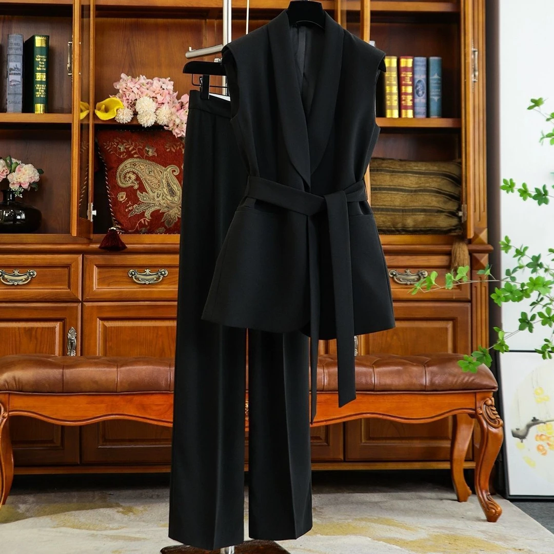 飒的不是衣服~是妳!百搭青果领马夹高腰西裤女时尚套装春夏