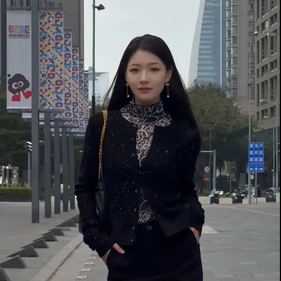 AMASS/阿玛施五一穿搭新款时尚亮片开衫优雅百搭针织外套548003