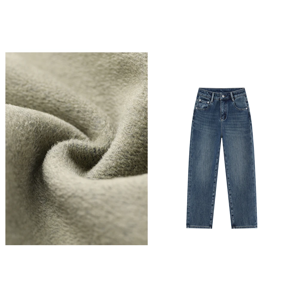 秋冬加绒细腿法棍裤四面弹小个子高腰显瘦百搭小直筒九分牛仔裤女