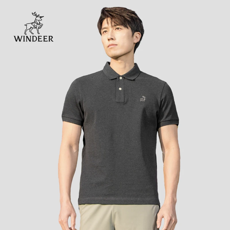 威鹿【总裁通勤1号】长绒棉双色纱polo短袖棉柔舒适吸汗透气 合体版
