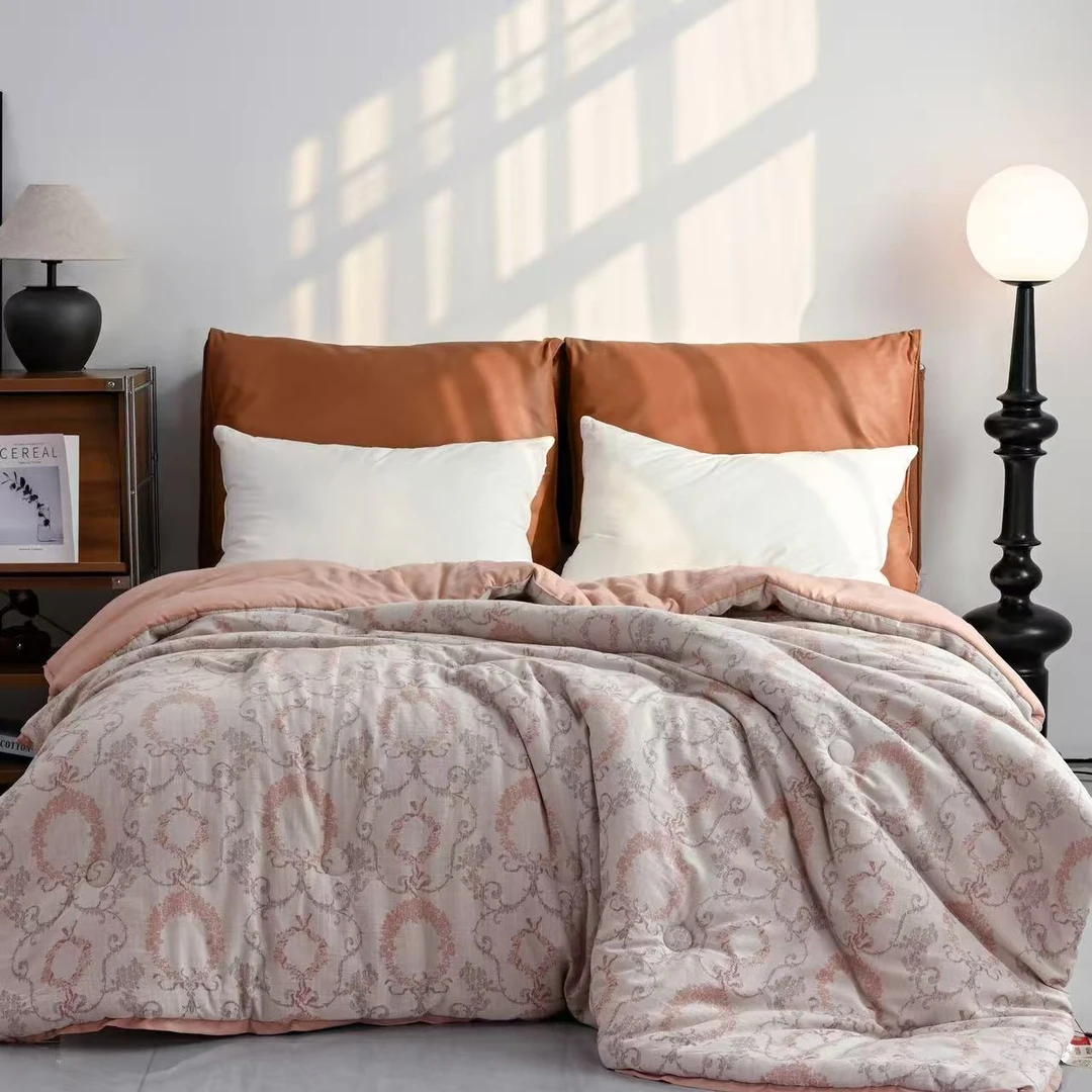 【蕾里斯】200*230cm全棉贡缎提花双层纱酥绒棉冬被约2.6kg羽绒