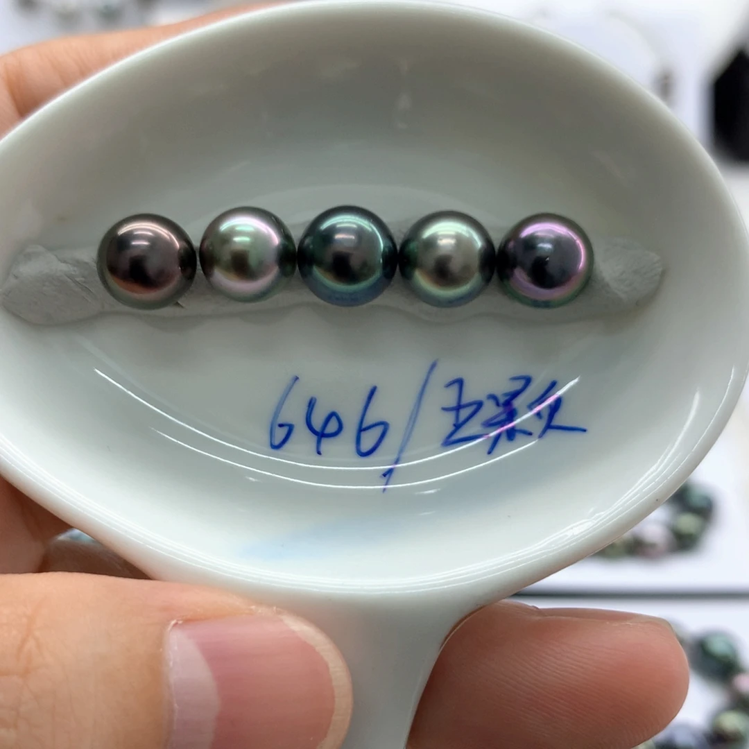 海水珍珠裸珠8+大溪地炫彩 五珠 安安