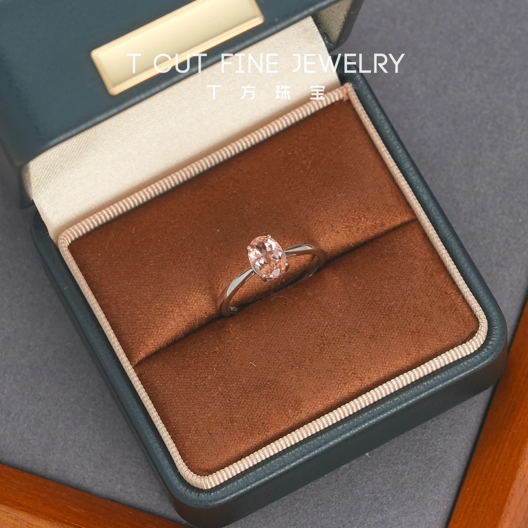 【高定·爱丽丝】天然全净粉碧玺（6*8mm1.3克拉）S925银闭口戒指