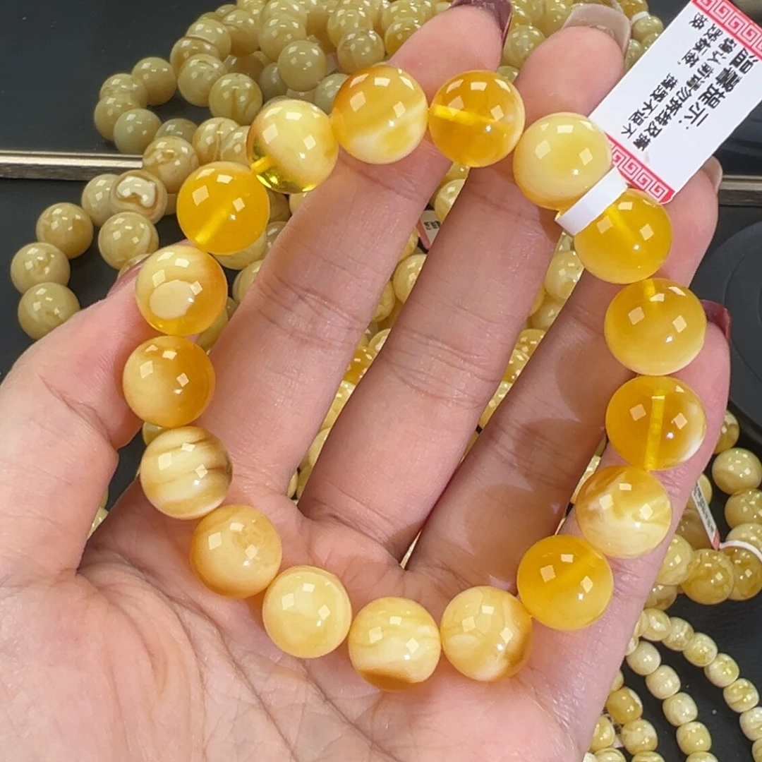 琥珀未镶嵌手链17.7金白