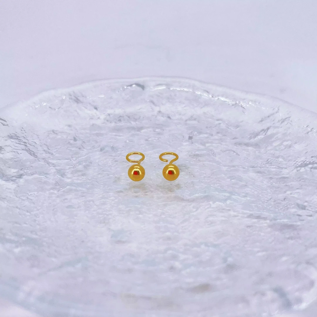 福利款 卡3 3D工艺 足金999简约黄金光珠耳钉 经典款