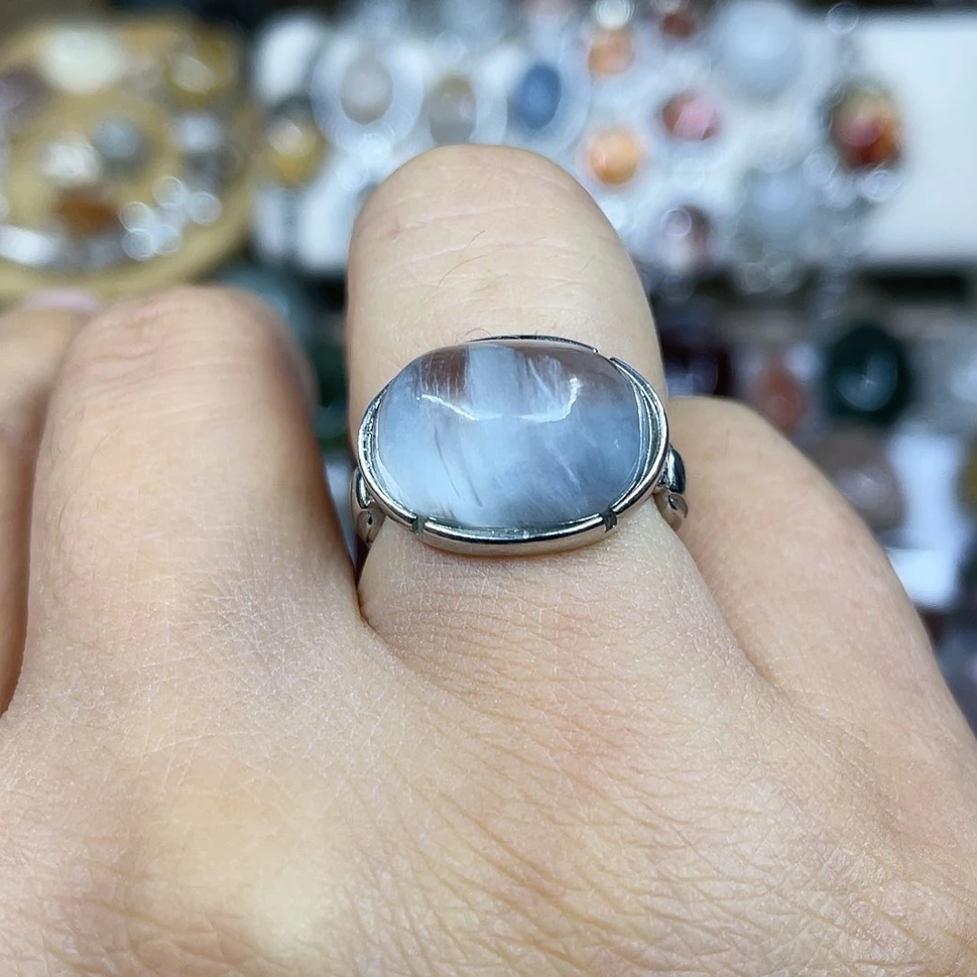 【闪购商品】银S925镶嵌珠宝半成品水晶戒指