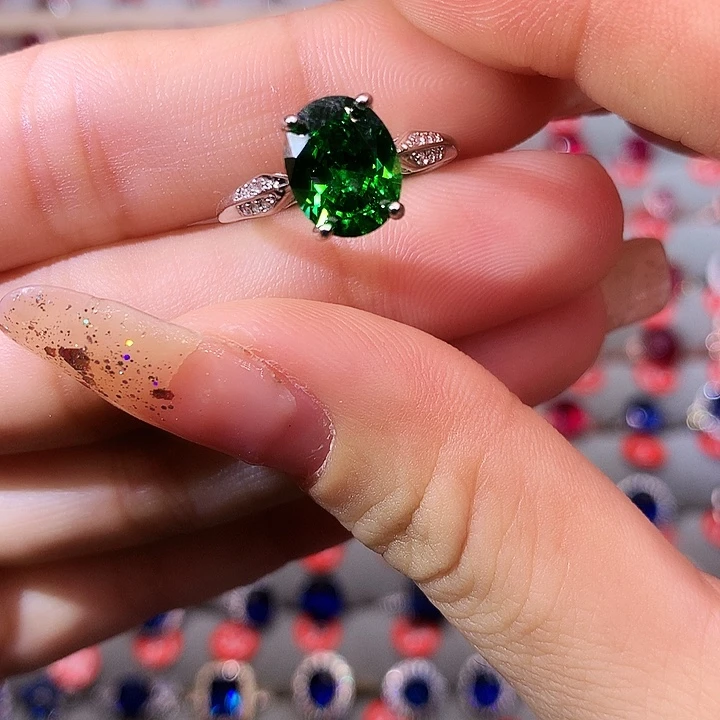 透辉石戒指银S925镶嵌