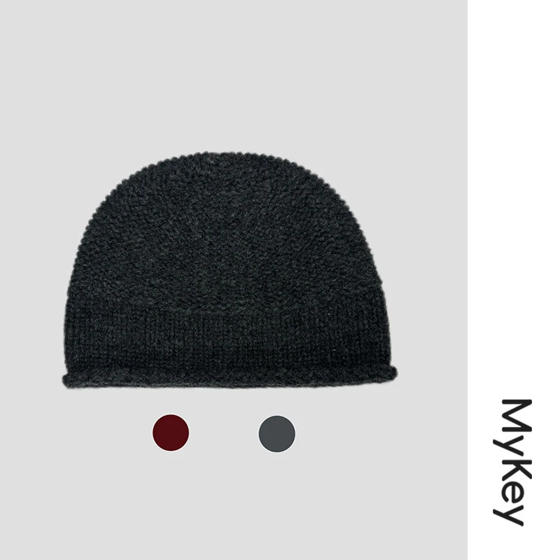 “慵懒随性”羊毛粗针卷边无缝帽MK5A151