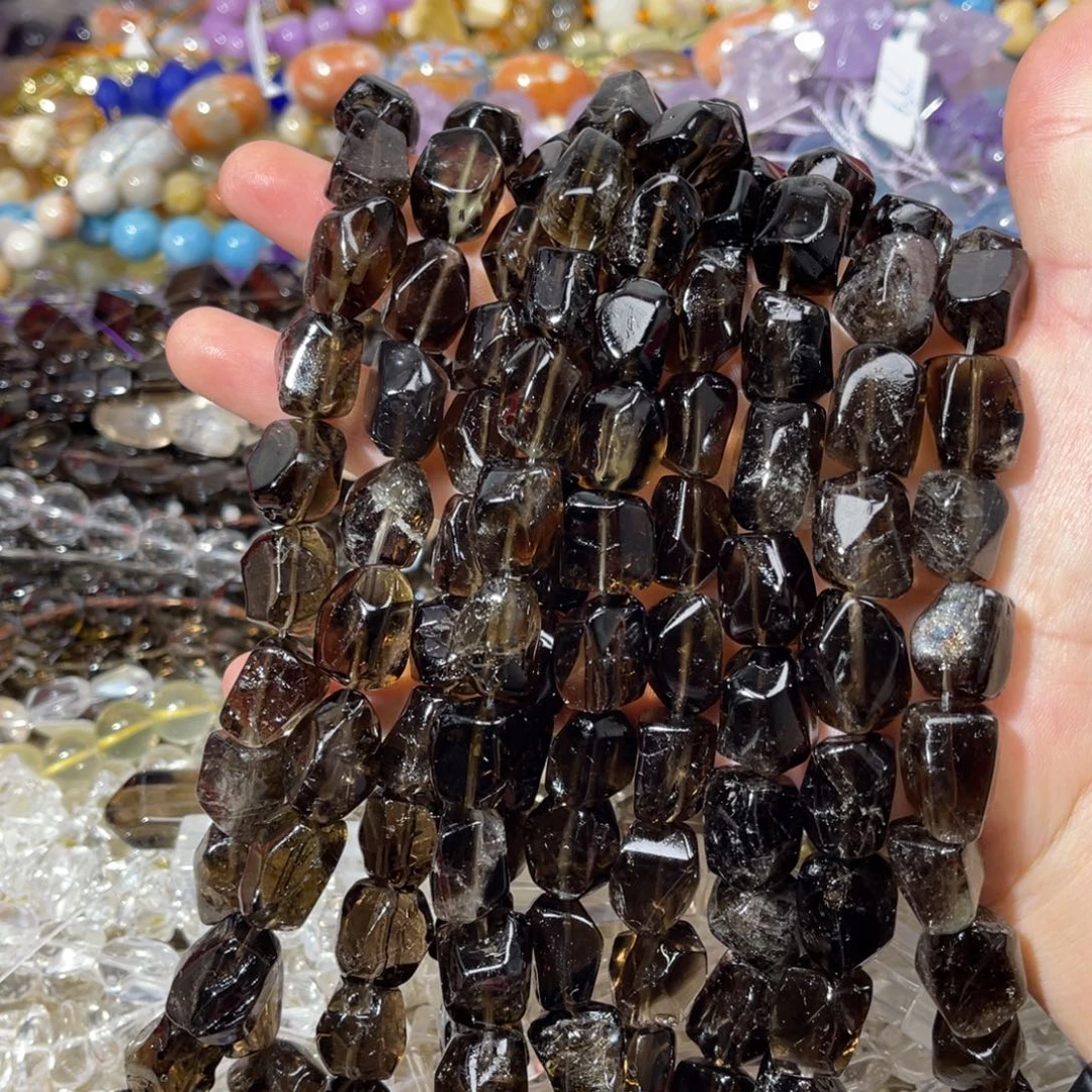 珠宝半成品银S925镶嵌紫晶茶晶原石随行有瑕