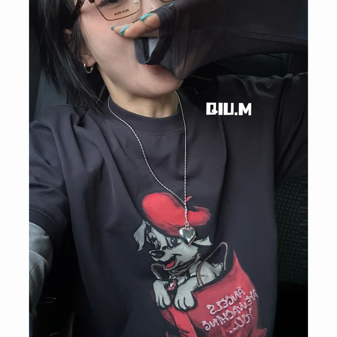 【QM】.旺旺小红T深圳高定款洋气高级感宽松休闲深井蓝时尚夏款短袖