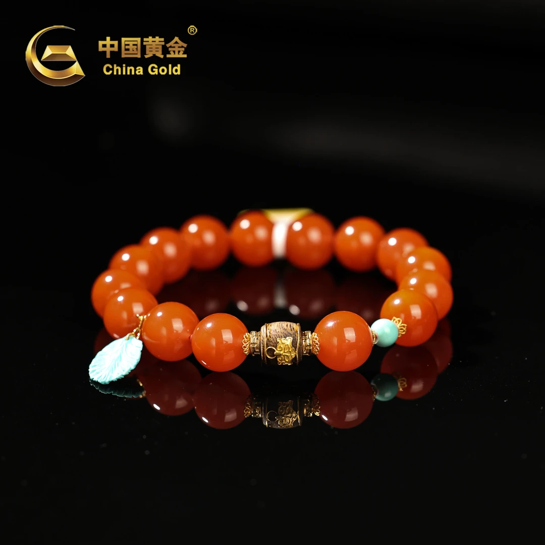 【中国黄金】翩羽 | 南红*手串*18K金镶嵌-S3557-Y