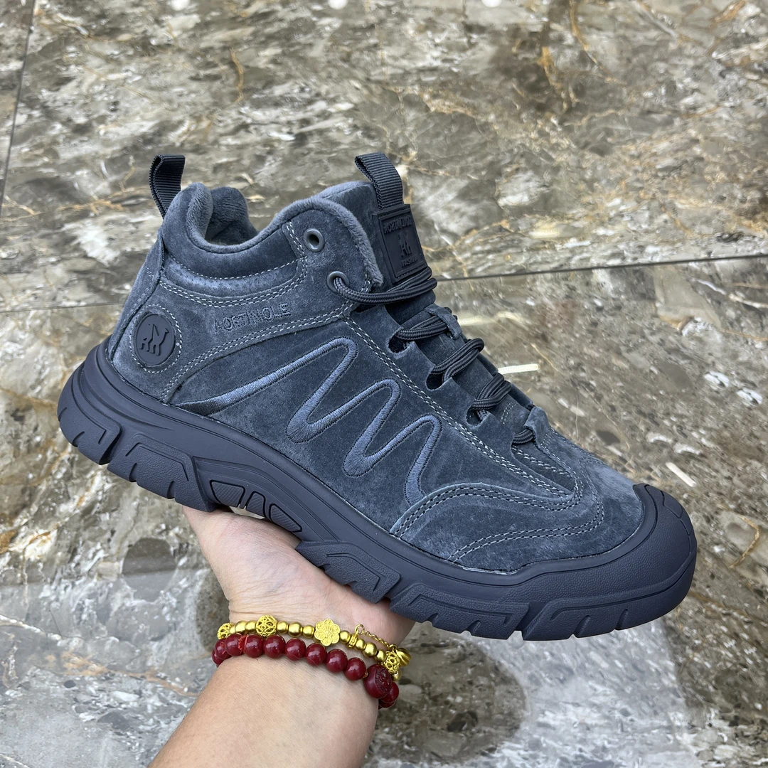 男鞋加厚羊毛鞋保暖大棉鞋防滑休闲鞋反毛皮高帮户外鞋男士运动鞋