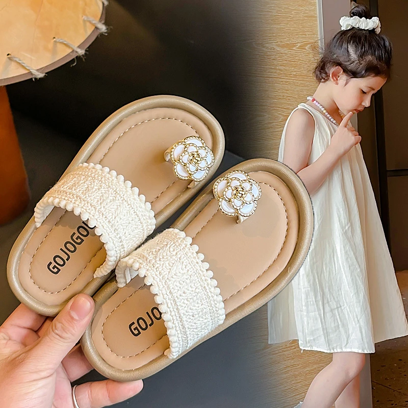 女童拖鞋2025夏季新款波西米亚套趾凉拖小女生洋气百搭编织沙滩鞋