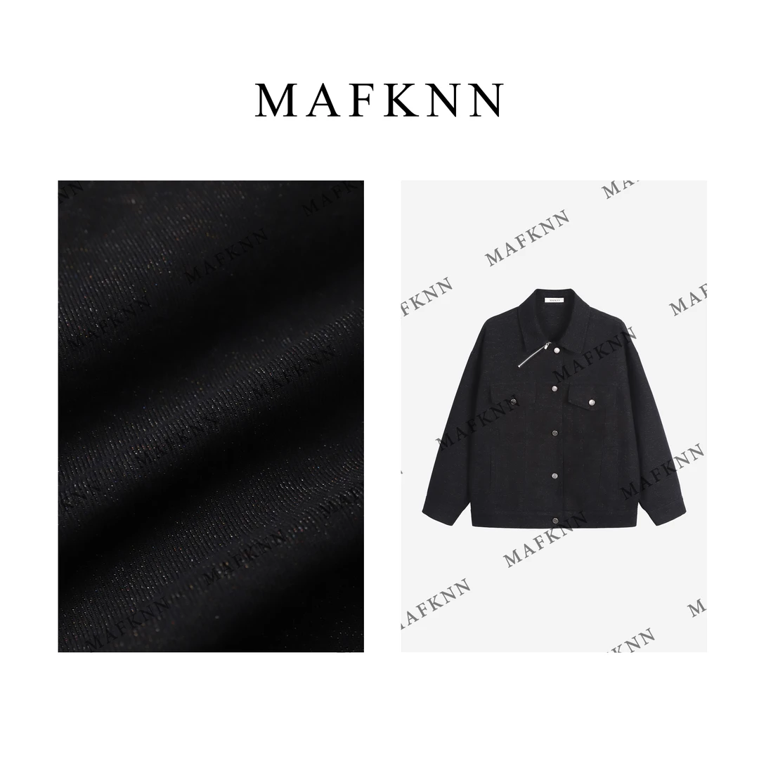 MAFKNN/玛肯时尚休闲简约纯色百搭春季牛仔外套MK11675