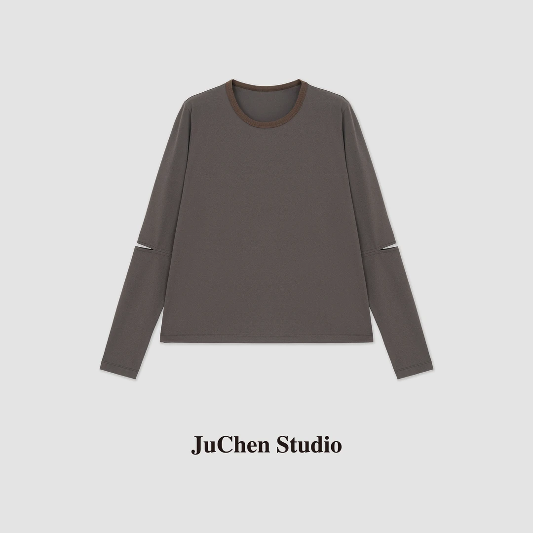 LIBOSHU玩味解构 叠穿时髦感手肘切割开口小心机显瘦长袖FW113268