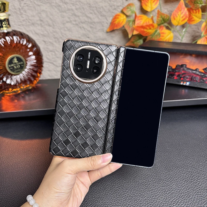 【双中轴保护】适用华为matex6手机壳新款电镀编织纹理高档商务外壳