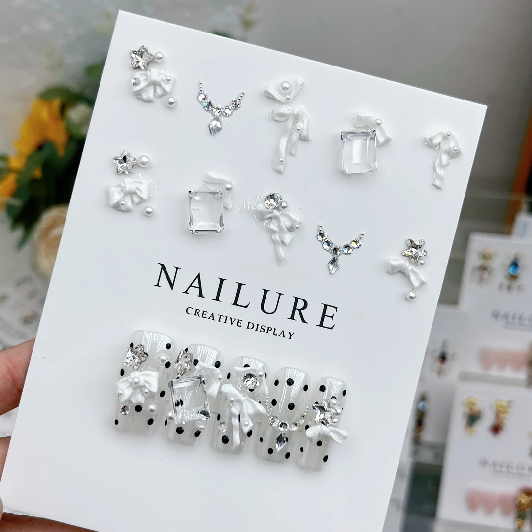 【森蝶】新款软雕花飘带蝴蝶美甲饰品材料包k9异形透钻指甲组合钻包