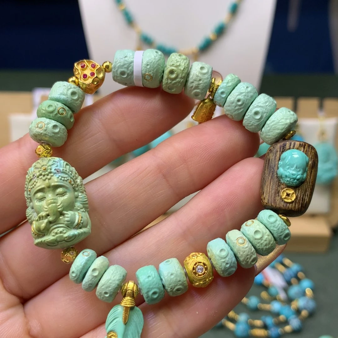 绿松石手链18K金镶嵌