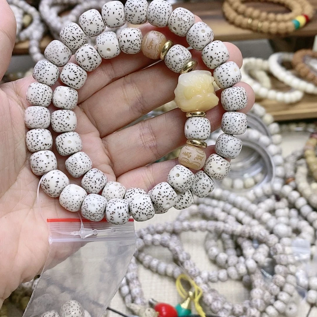 星月菩提手串两圈 顺白小狮10*9