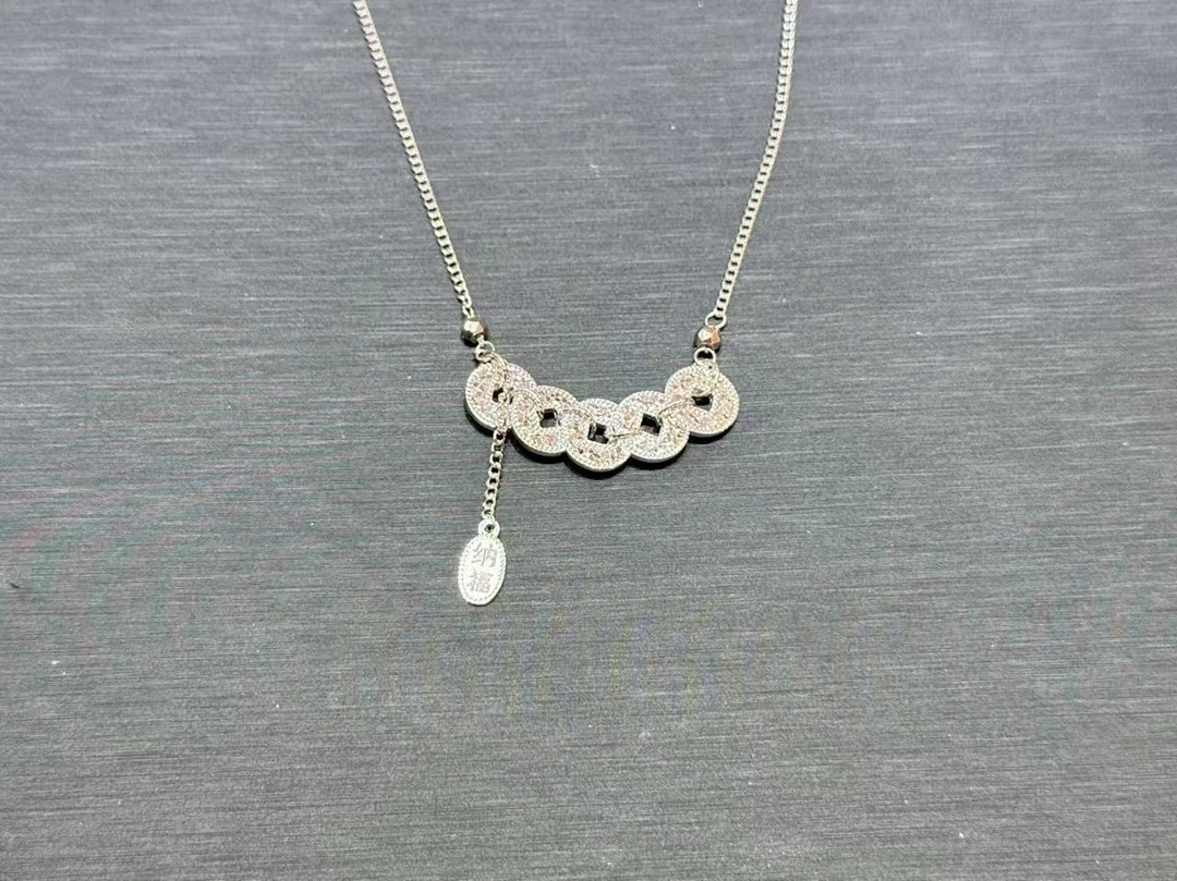 【金展珠宝】铂金 招财五帝币套链