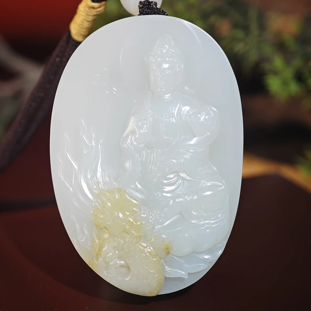 米达姐【米达姐和田玉】米达料蒙系御龙观音（寄售）——手工精雕