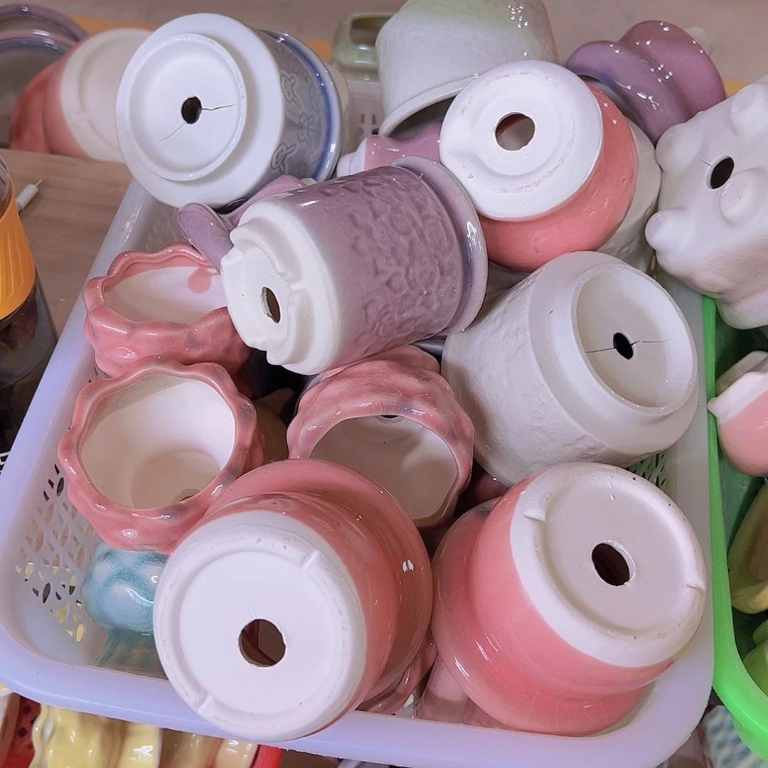 陶瓷花盆当场满12包邮随机6个xia ci