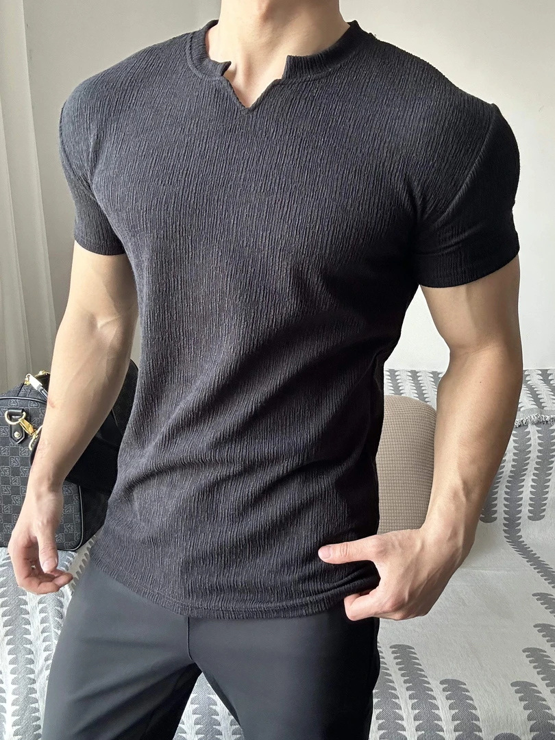 GYM高定肌理收袖口显大短袖T恤男夏季运动休闲健身训练健身紧身衣