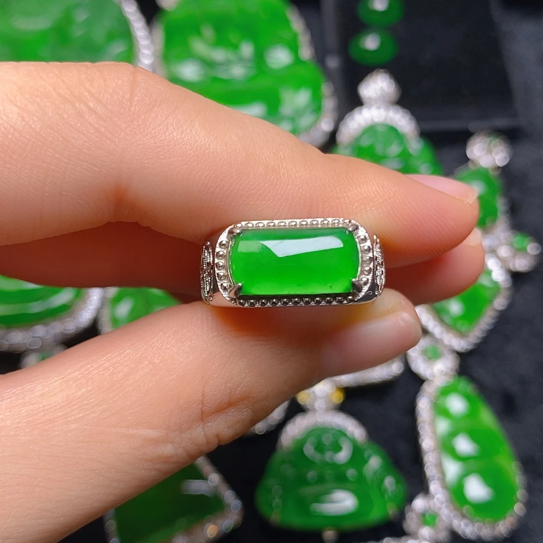 翡翠戒指银S925镶嵌