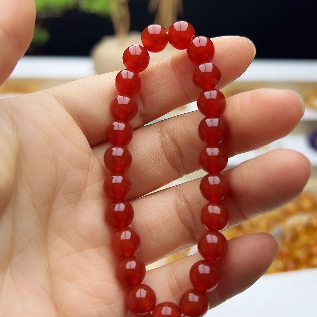未镶嵌水晶手链红8mm