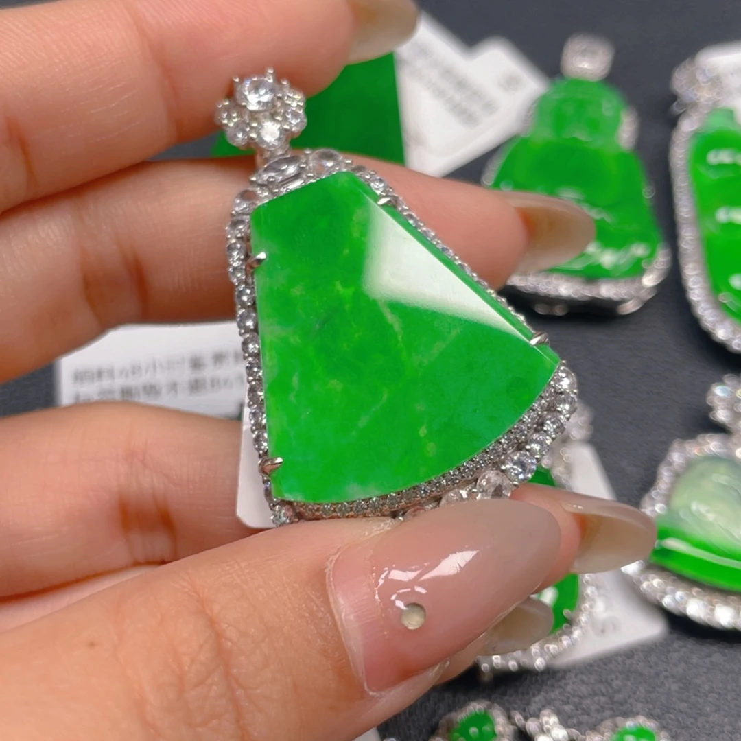 翡翠银S925镶嵌吊坠(不含链)