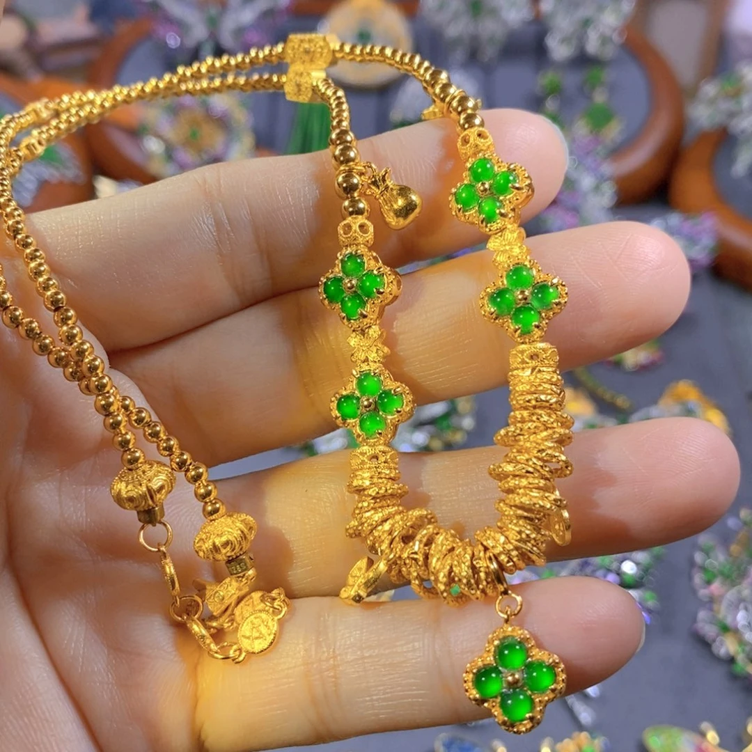 颈饰银S925镶嵌翡翠