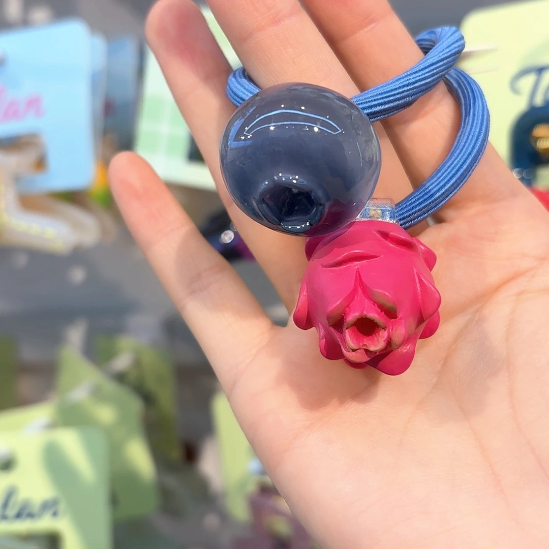 布艺铁合金透蓝莓火龙果头绳