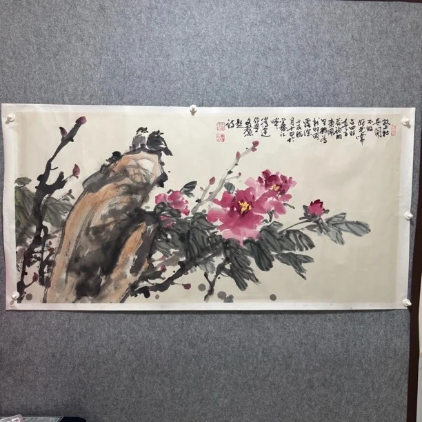 余腾建 花鸟作品一幅 中国男画家 所属：四川省美术家协会