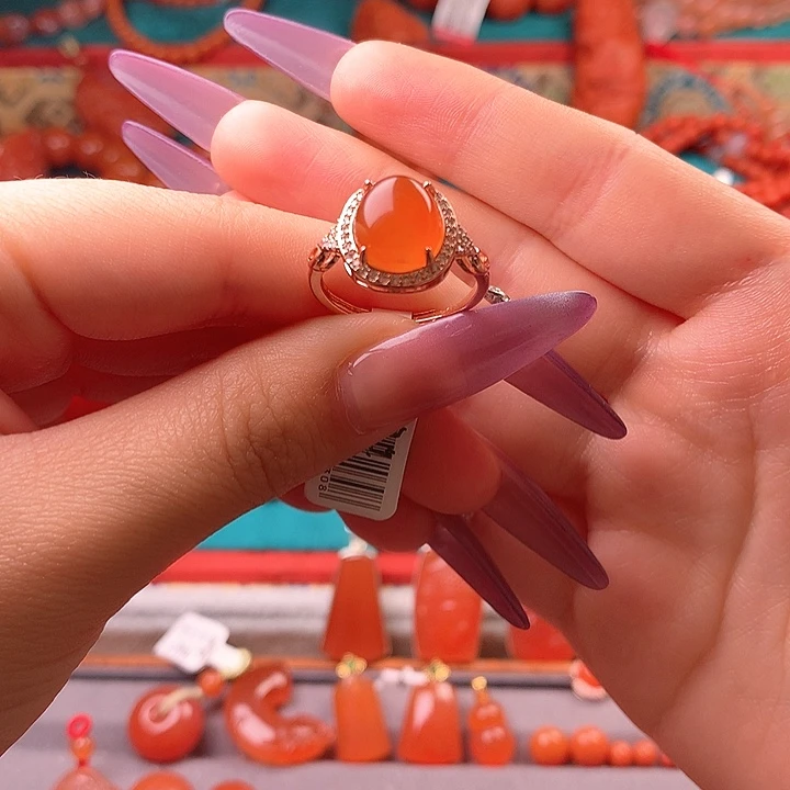 银S925镶嵌南红玛瑙戒指