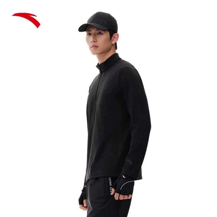 安踏半拉链立领长袖卫衣男春季新款防风上衣休闲速干运动套头衫