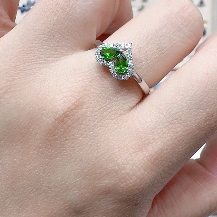 透辉石吊坠银S925镶嵌戒指