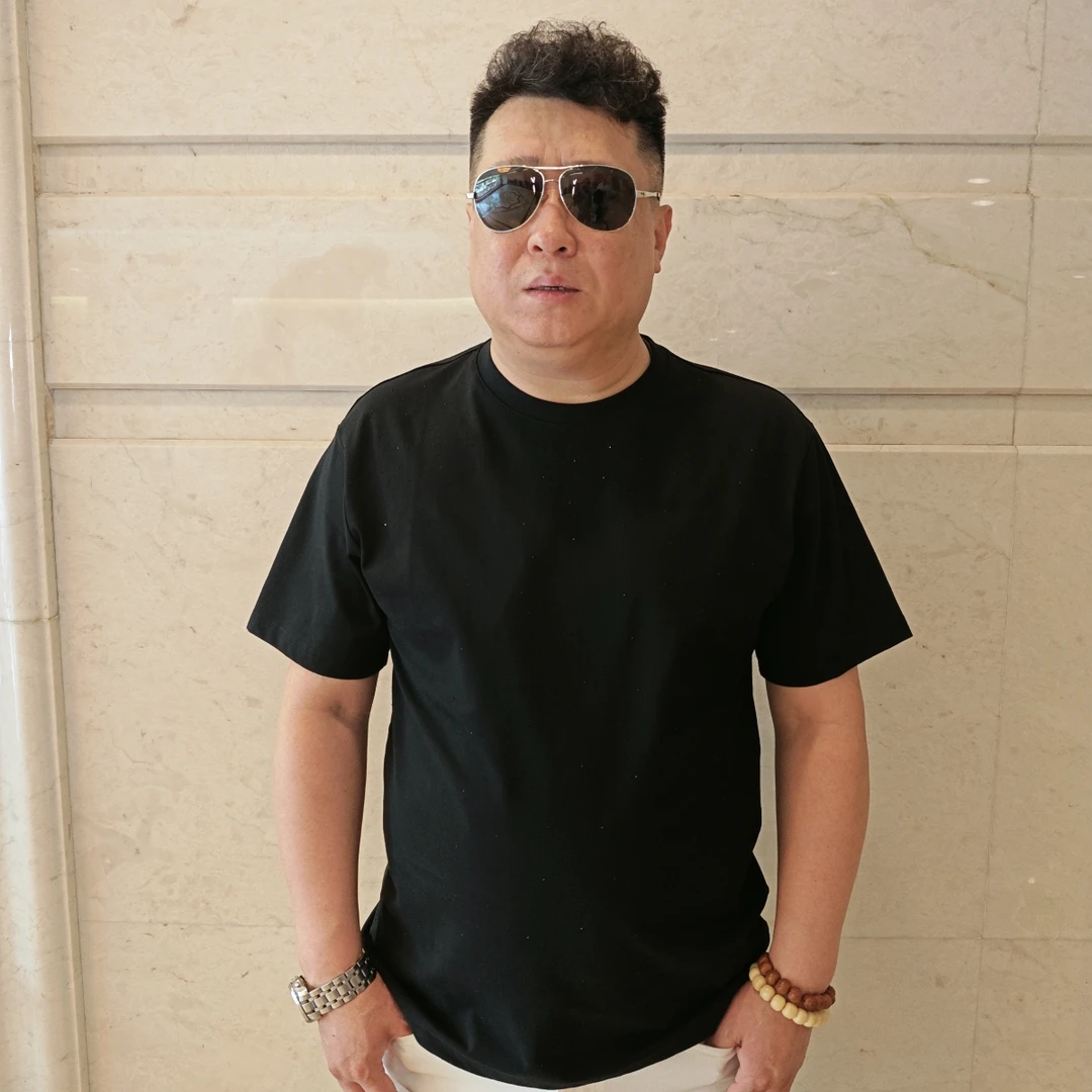 夏季男士纯色时尚百搭潮流休闲半袖T恤衫大码男装立体剪裁胖子FP