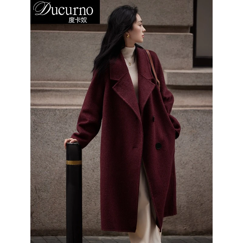 休闲气质百搭长款双面毛呢外套显瘦毛呢大衣女秋冬高级感2025新款