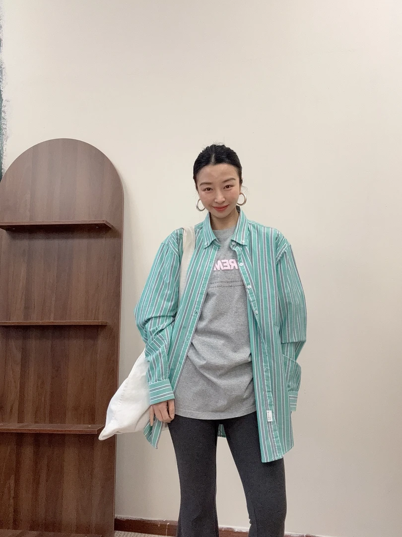 （八万）春品复古Polo领韩版春季休闲条纹衬衫