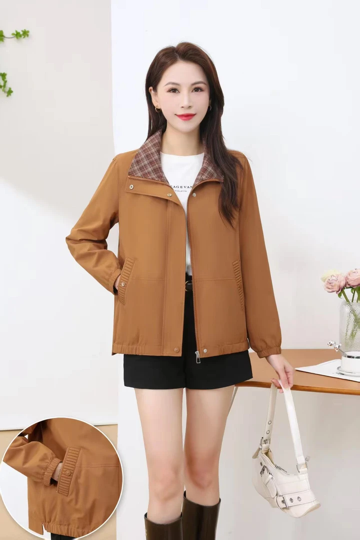 春秋中老年妈妈装时尚洋气短款外套春秋休闲百搭风衣