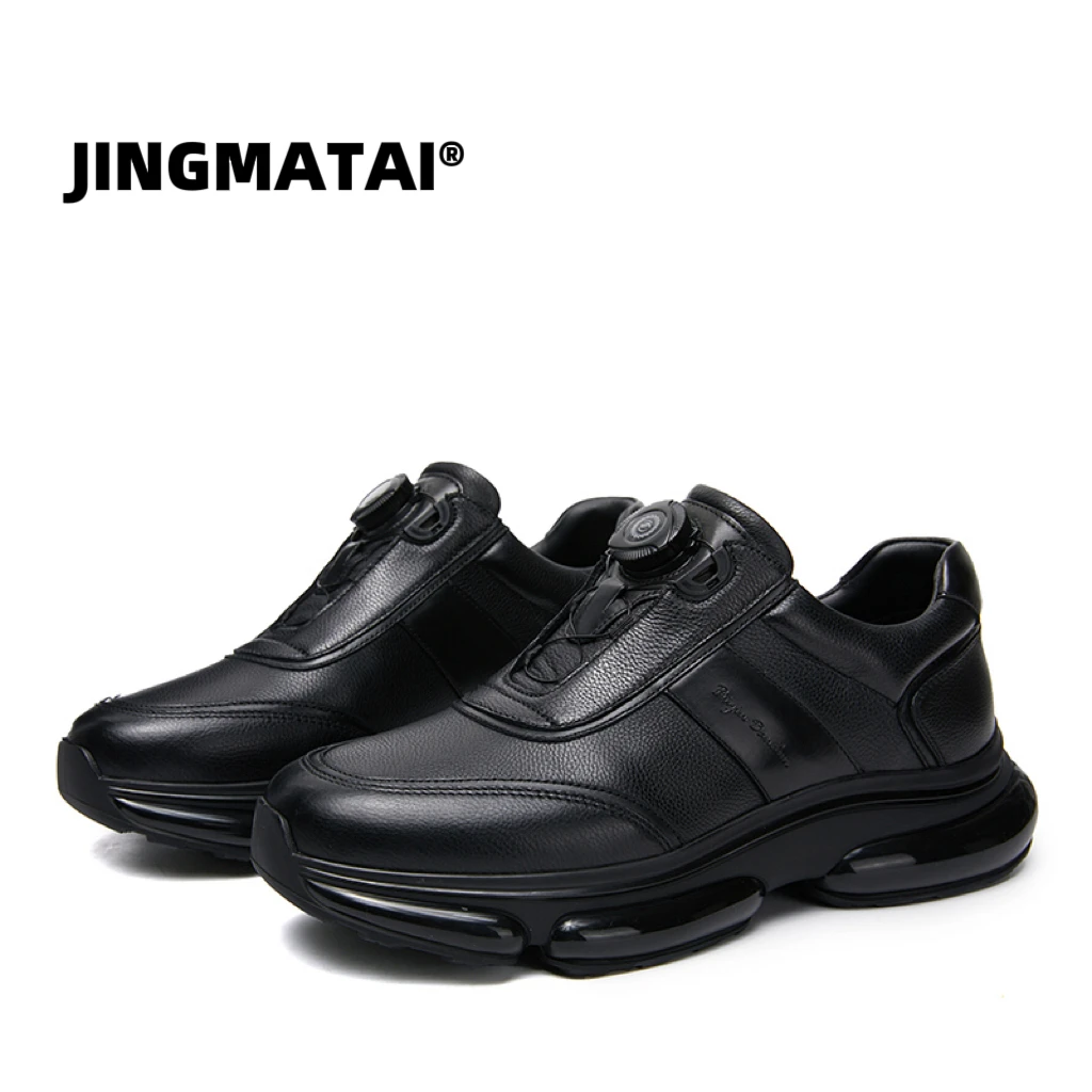 JINGMATAI男士真皮旋转扣秋冬休闲商务运动超轻软底百搭舒适透气