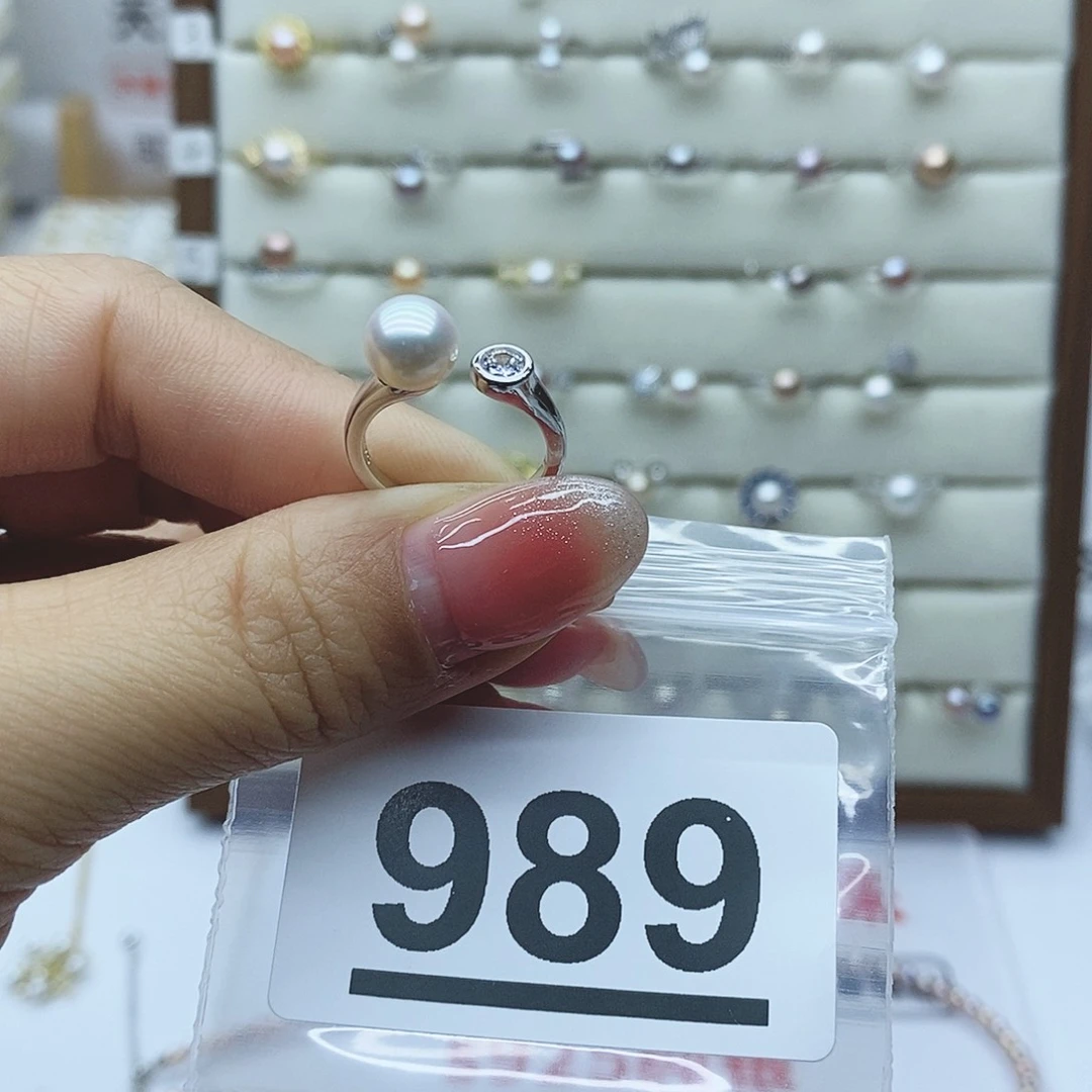 淡水珍珠戒指银S925镶嵌如*989